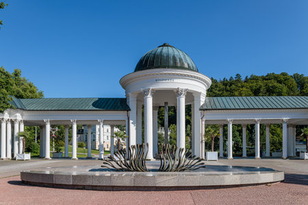 Spa center and colonnade of the famous Marianske Lazne spa, Czech Republic, Europeの写真素材