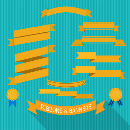 Set of Ribbons And Banners Flat Designのイラスト素材