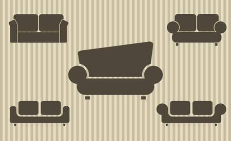 Set of sofas. Furniture iconのイラスト素材