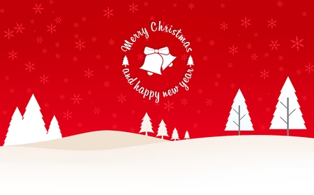 Christmas and New Year Typographical , with winter landscapeのイラスト素材