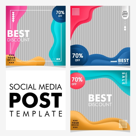 collection of social media post design templateのイラスト素材