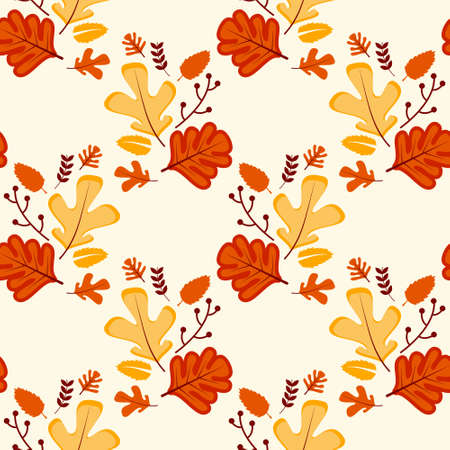 floral seamless pattern with autumn leavesのイラスト素材