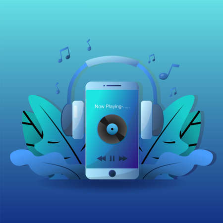 listening music illustrationのイラスト素材