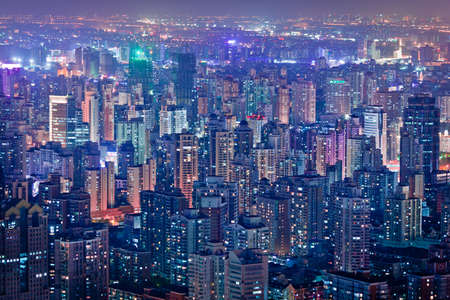 Shanghai urban city night viewのeditorial素材