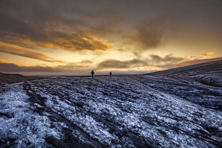 Sunset /sunrise on foot Wartner glacierの写真素材