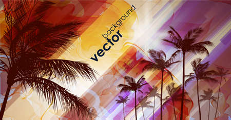 Palm trees at sunsetのイラスト素材
