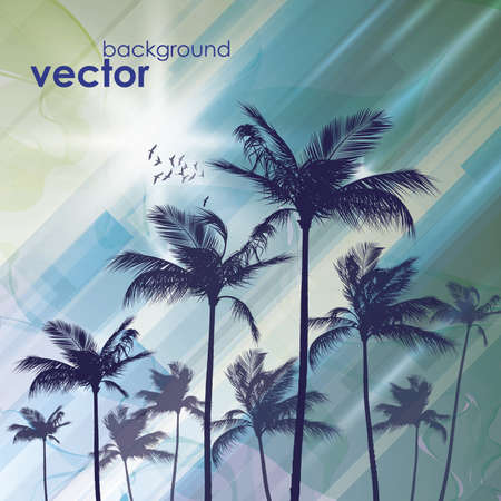 Palm trees at sunsetのイラスト素材