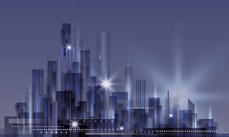 Modern Cityscape at nightのイラスト素材