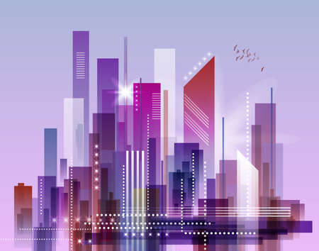 Modern cityscape concept backgroundのイラスト素材