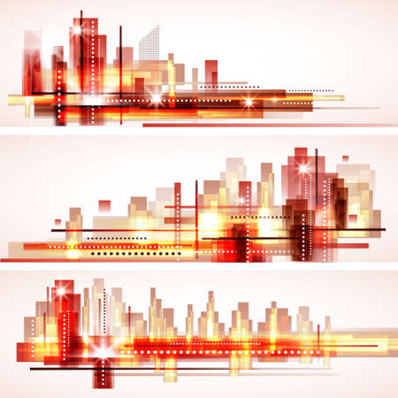 Modern cityscape concept background bannersのイラスト素材