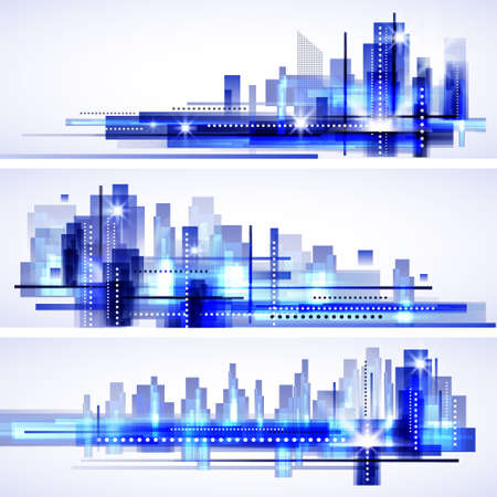 Modern cityscape concept background bannersのイラスト素材