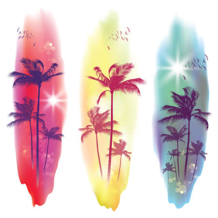 Exotic Palm Trees Background Bannersのイラスト素材