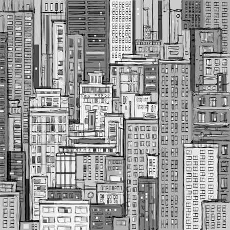 City landscape hand drawn vectorのイラスト素材