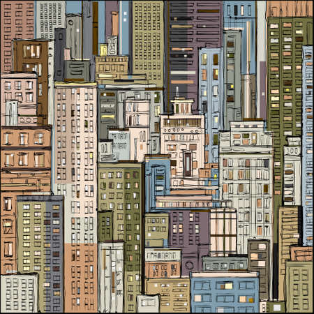 City landscape hand drawn vectorのイラスト素材