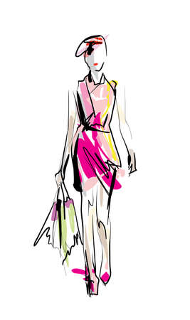 Fashion model. Sketch.のイラスト素材