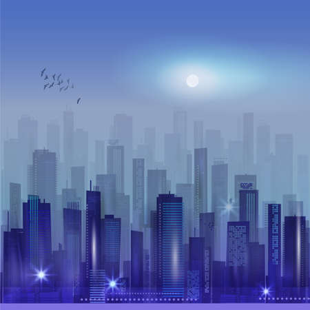Night city background. Urban cityscapeのイラスト素材