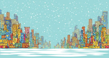 City panorama, hand drawn cityscape, drawing illustrationのイラスト素材