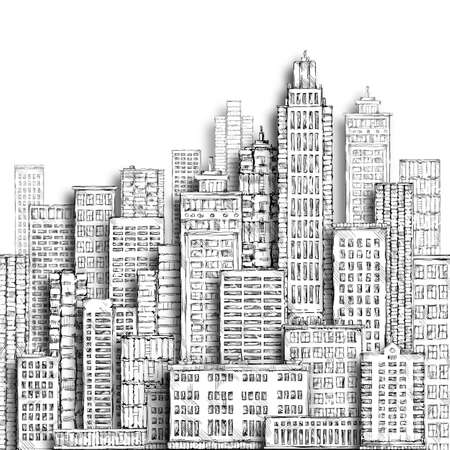City hand drawn illustrationの写真素材