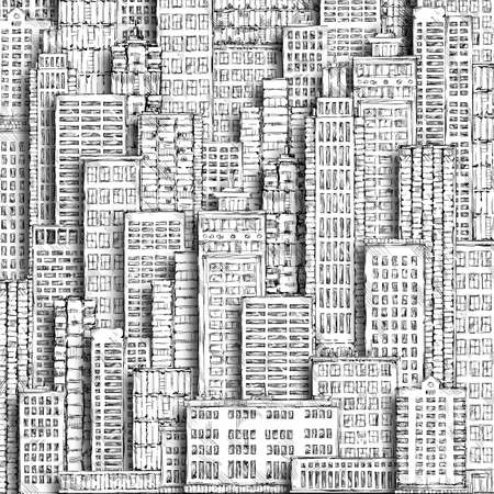 Abstract cityscape hand drawn backgroundの写真素材