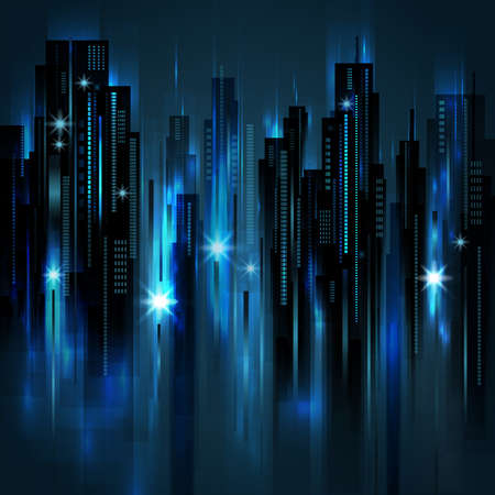 Night city background, vector illustrationのイラスト素材
