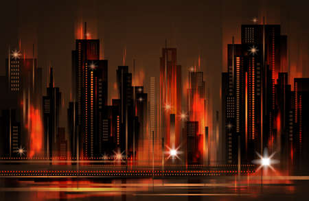Night city, vector illustrationのイラスト素材