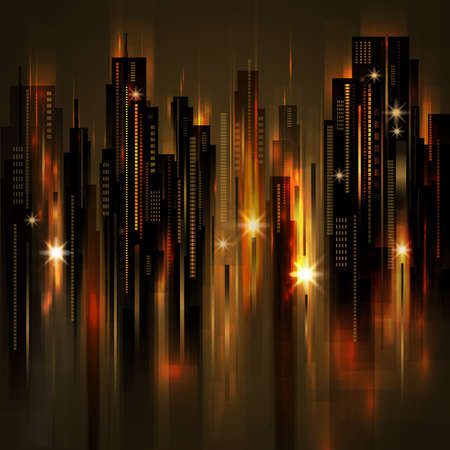 Night city background, vector illustrationのイラスト素材
