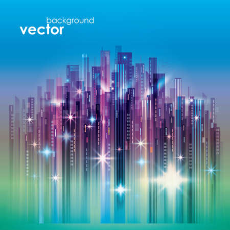Night city skyline, vector illustrationのイラスト素材