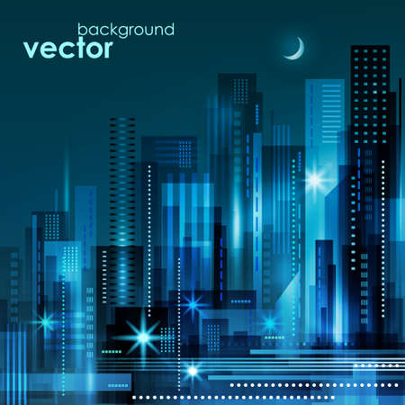 Night City, vector illustrationのイラスト素材