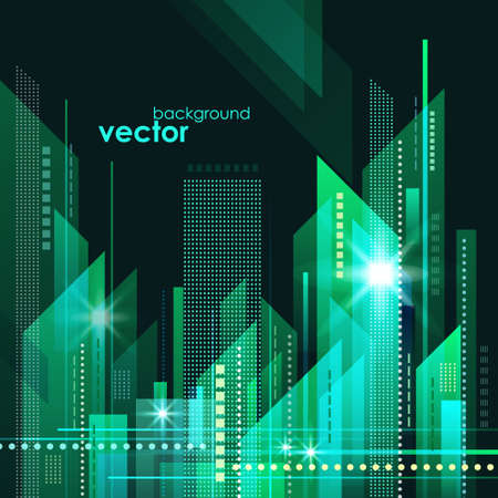Abstract modern night City skyline, vector illustrationのイラスト素材