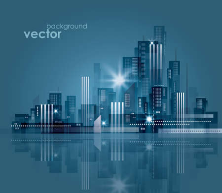 Night cityscape. Vector illustration.のイラスト素材