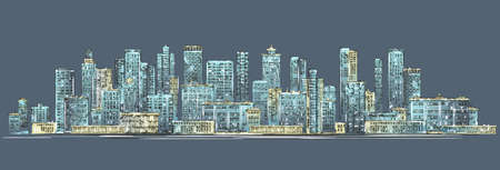 City background. Hand drawn vectorのイラスト素材