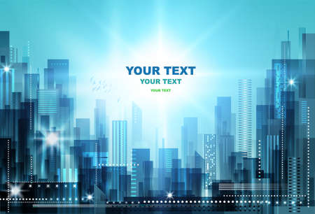Abstract Night city backgroundのイラスト素材