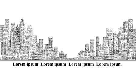 Abstract city background. Hand drawn vector illustrationのイラスト素材