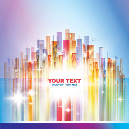 Abstract colouful night city background, vector illustrationのイラスト素材