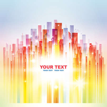 Abstract colouful night city background, vector illustrationのイラスト素材