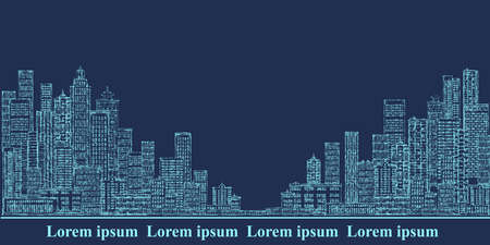 Abstract city background. Hand drawn vector illustrationのイラスト素材