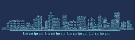 Abstract city background. Hand drawn vector illustration.のイラスト素材