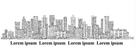 Abstract city background. Hand drawn vector illustrationのイラスト素材