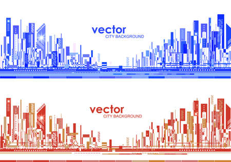Futuristic City skylines at day and nightのイラスト素材