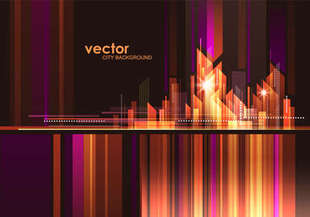 Abstract modern night City skyline, vector illustrationのイラスト素材