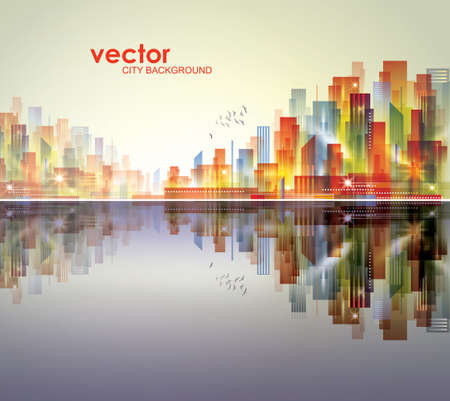 Abstract modern, futuristic, night City skyline vector illustrationのイラスト素材