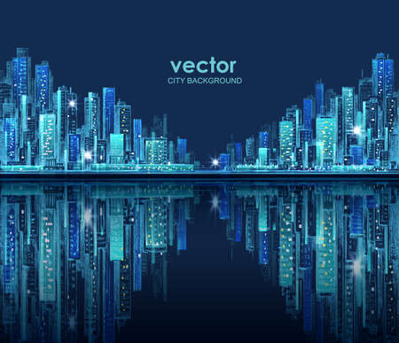 Modern City skyline hand drawn, vector illustrationのイラスト素材