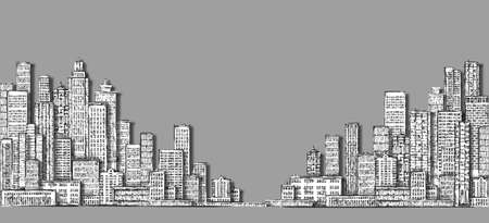 Cityscape sketch. Hand drawn illustrationの写真素材