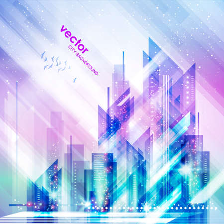 Winter urban landscape. City with snow. Vector illustrationのイラスト素材