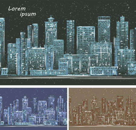 Illustration with architecture, skyscrapers, megapolis, buildings, downtownのイラスト素材