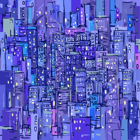Urban vector cityscape background. City background with architecture, skyscrapers, megapolis, buildings, downtown.のイラスト素材