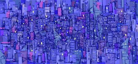 Urban vector cityscape background. City background with architecture, skyscrapers, megapolis, buildings, downtown.のイラスト素材