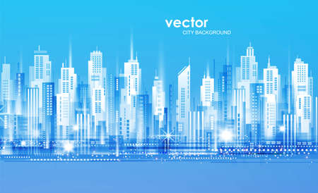 Illustration with architecture, skyscrapers, megapolis, buildings, downtown.のイラスト素材