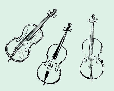 Cello hand draw icon isolated on white backgroundのイラスト素材