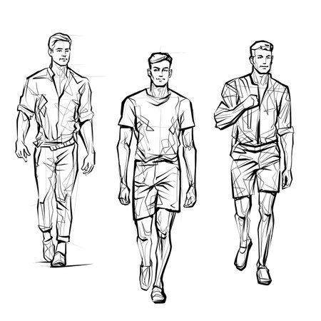 Hand drawn fashion man. fashion men. sketch. male modelの写真素材